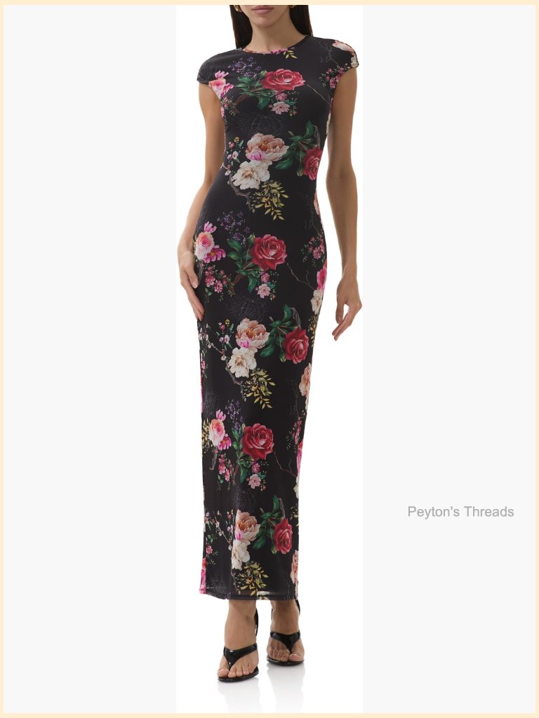 Tee Shape Maxi Dress With Cap Sleeves And Pull-On Design